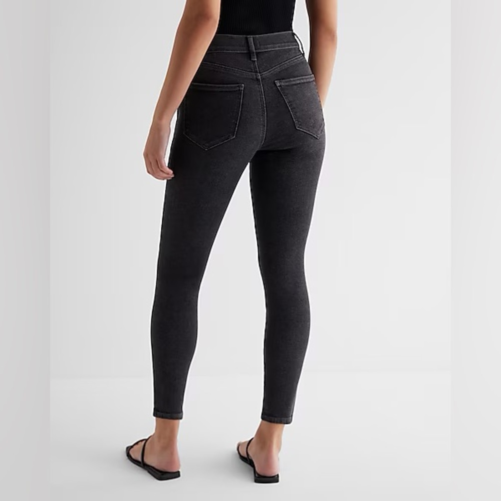 Express Skinny Mid Rise 4S Black Washed Jeans minimalist Office Casual